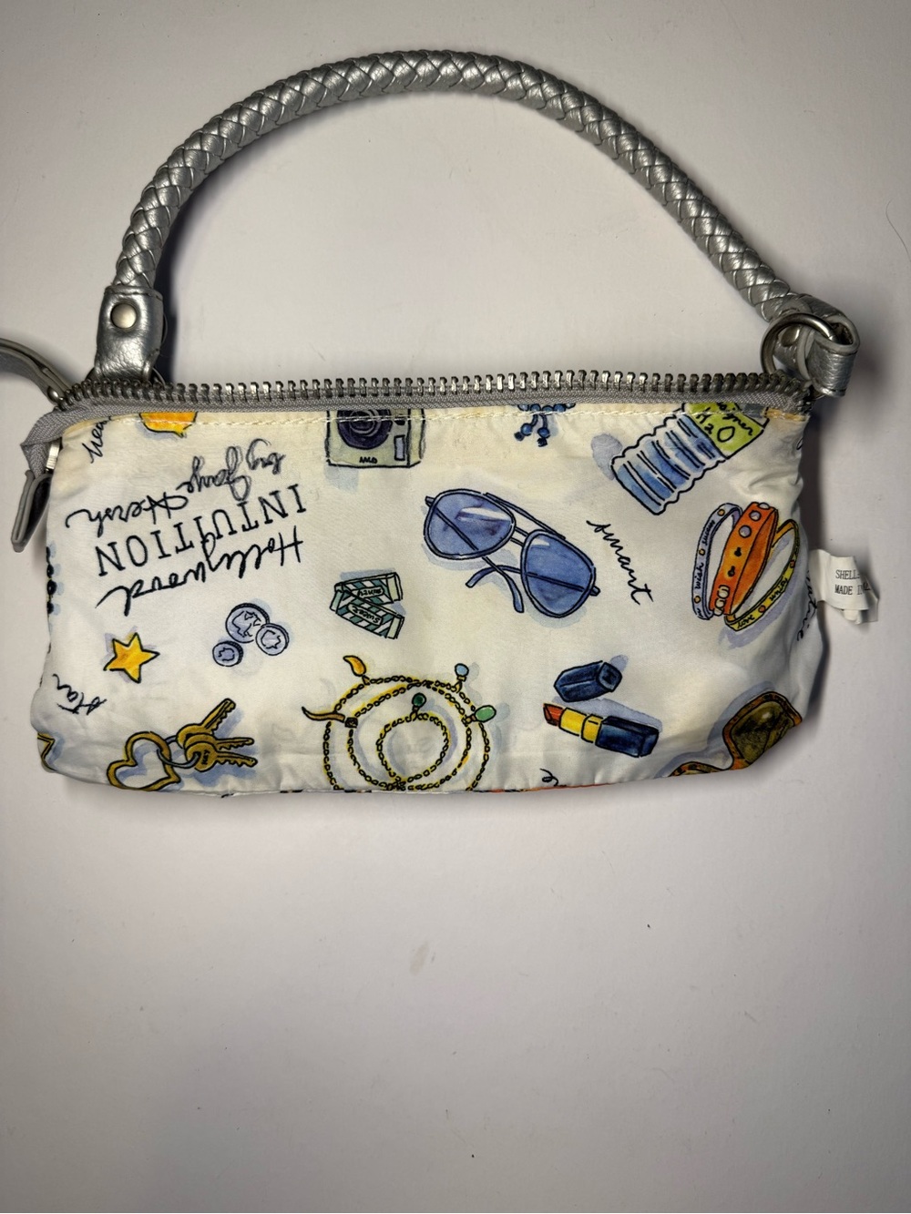 Metallic Silver Mini Crossbody Bag with Braided Handle - Picture 5 of 5